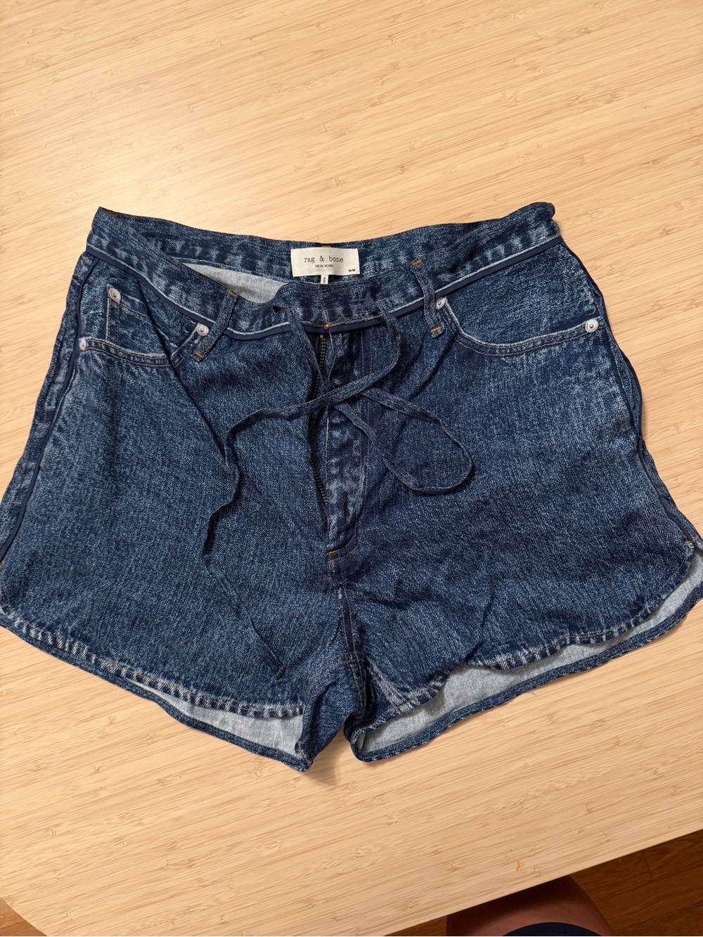 rag & bone Miramar lounge Blue Denim Tie-Front Women’s Shorts